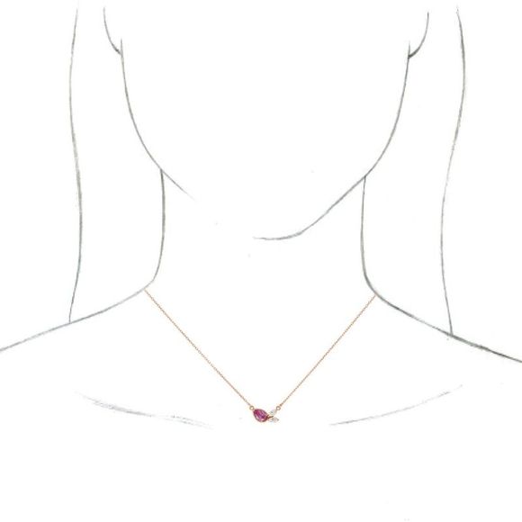 14K Rose Gold Pink Sapphire & 1/6 CTW Diamond Necklace, 16 Inch